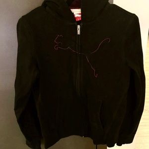 Puma zip up hoodie/jacket - black with purple Puma logo